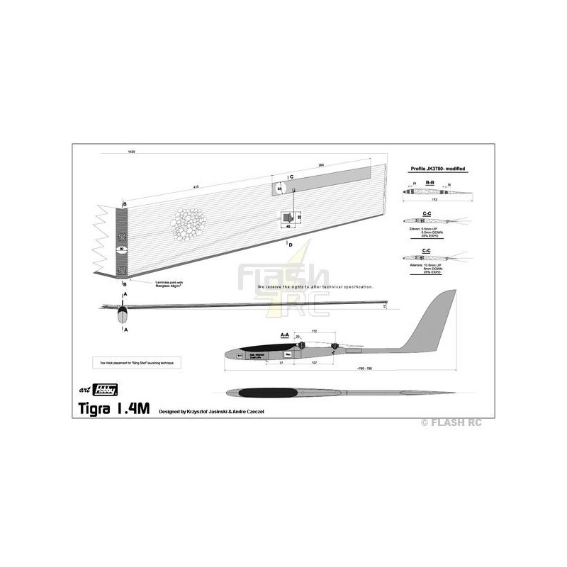 Ali volanti RC - Ala volante Tigra ca.1400mm - Art Hobby - FLASH RC