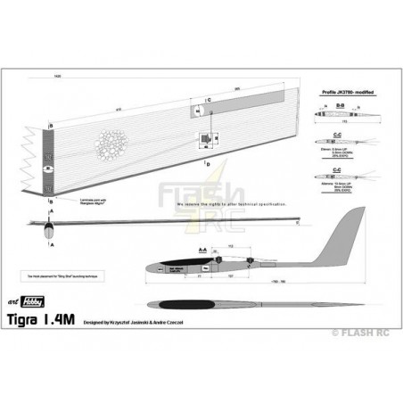 Ali volanti RC - Ala volante Tigra ca.1400mm - Art Hobby - FLASH RC