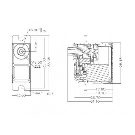 Servos - EMAX ES3003 mini analog servo (17g, 3.5kg/cm, 0.13s/60°) - FLASH RC