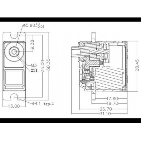 Servos - EMAX ES3054 MG mini digital servo (17g, 3.5kg/cm, 0.13s/60°) - FLASH RC