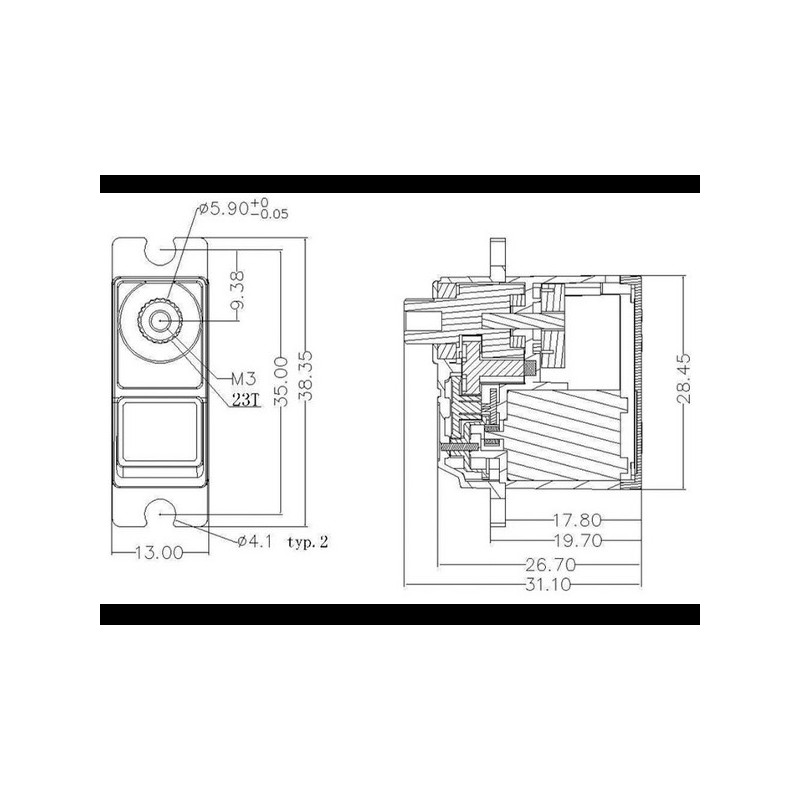 Servos - EMAX ES3053 mini digital servo (17g, 3.5kg/cm, 0.13s/60°) - FLASH RC