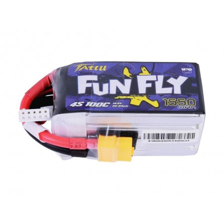 Batteries de propulsion avions RC - Batterie Tattu lipo Funfly Series 4S 14.8V 1550mAh 100C prise xt60 - FLASH RC