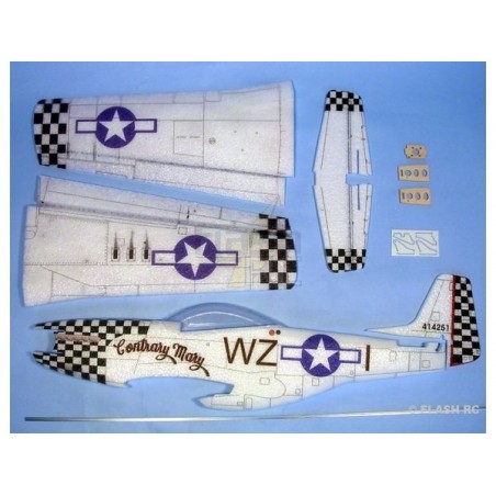 Warbirds RC - Modello di aereo Hacker P51-D Mustang contrario ARF circa 0.84m - FLASH RC
