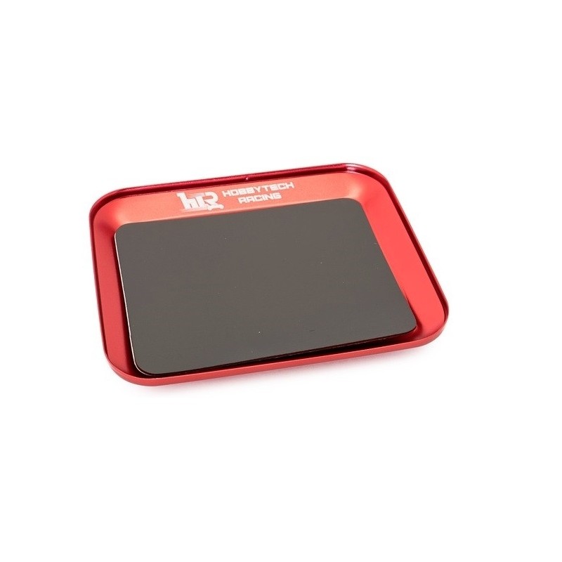 Tools for RC cars - Magnetic aluminium tray Red Metal 119X101mm - Hobbytech - FLASH RC