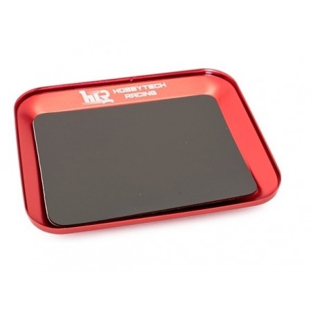 Attrezzi per auto RC - Vaschetta magnetica in alluminio Rosso Metallo 119X101mm - Hobbytech - FLASH RC