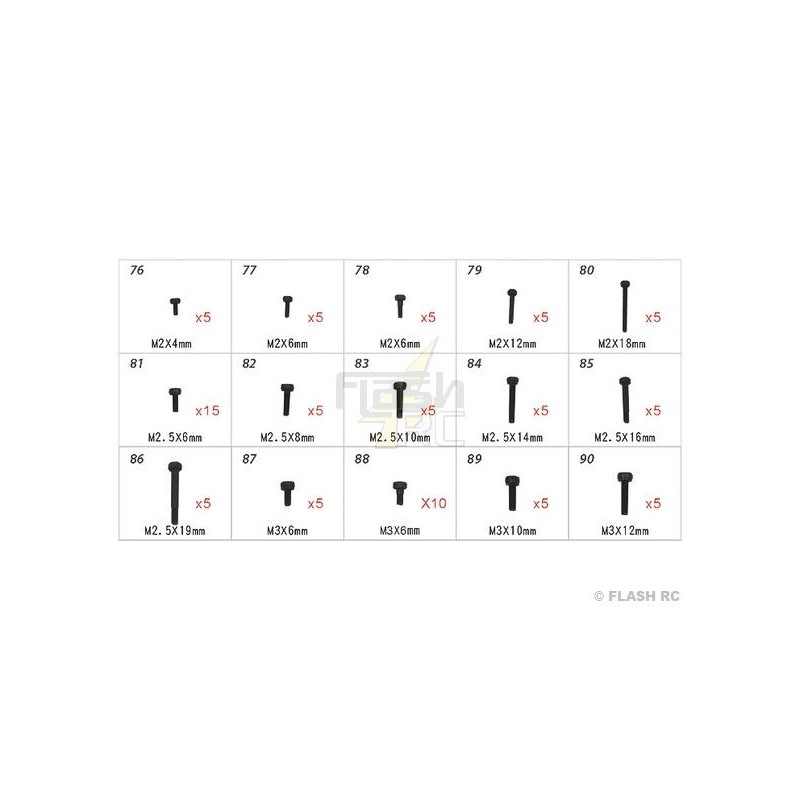 T-REX 250 - H45168 - Visserie - pour T-REX250  à TREX 500 Align - FLASH RC