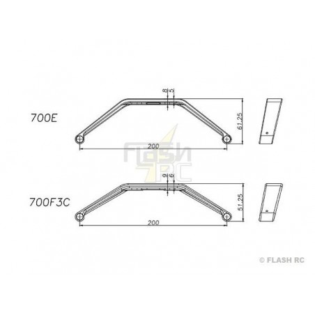 T-REX 550E - H70060 - White landing gear roll bar - TREX 550E Align - FLASH RC