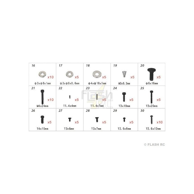T-REX 550E - H70109 - Tornillos y pernos - para TREX 550E a TREX 700 Align - FLASH RC