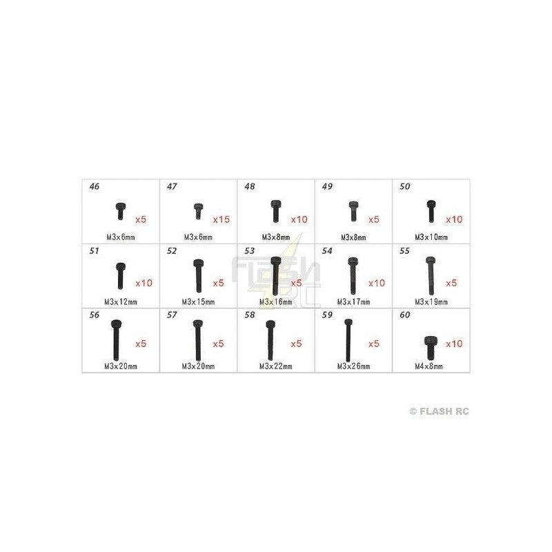 T-REX 550E - H70109 - Schrauben und Muttern - für TREX 550E bis TREX 700 Align - FLASH RC