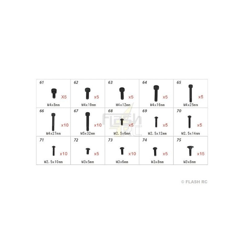 T-REX 550E - H70109 - Schrauben und Muttern - für TREX 550E bis TREX 700 Align - FLASH RC