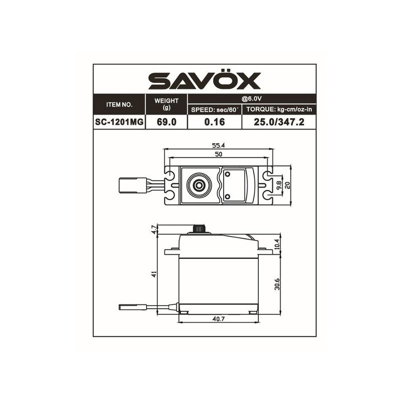 Servos - Digitales Standard-Servo Savox SC-1201MG (69g, 25kg.cm, 0.12s/60°) - FLASH RC