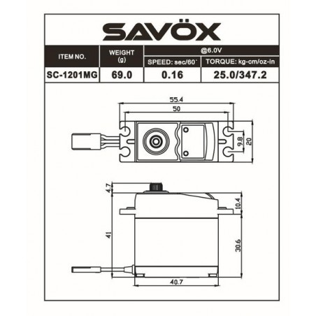 Servocomandi - Savox SC-1201MG standard digitale (69g, 25kg.cm, 0.12s/60°) - FLASH RC