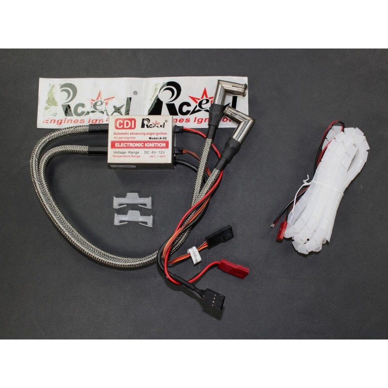 Zündungsgehäuse und Akkus. - LV Type Zweizylinder-Zündung für 1/4-32 90° Zündkerzen RCEXL - FLASH RC