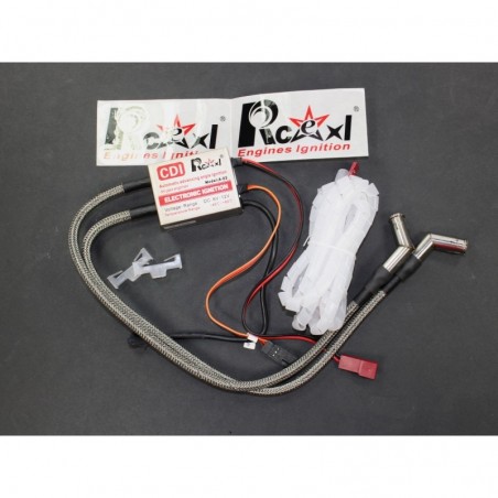Zündungsgehäuse und Akkus. - LV Type Zweizylinder-Zündung für 1/4-32 120° Zündkerzen RCEXL - FLASH RC