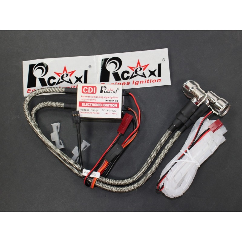 Ignition boxes and accessories - LV Type twin cylinder ignition for CM6-10mm 90° spark plugs RCEXL - FLASH RC