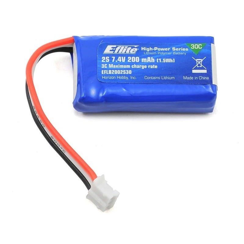 Batterie di propulsione per aerei RC - E-flite lipo 2S 7.4V 200mAh 30C jst-bec plug - EFLB2002S30 - FLASH RC