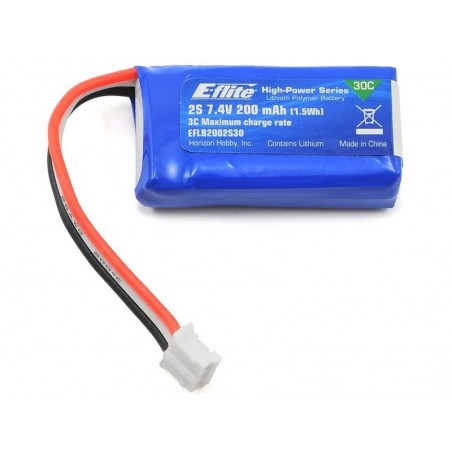 Batterie di propulsione per aerei RC - E-flite lipo 2S 7.4V 200mAh 30C jst-bec plug - EFLB2002S30 - FLASH RC