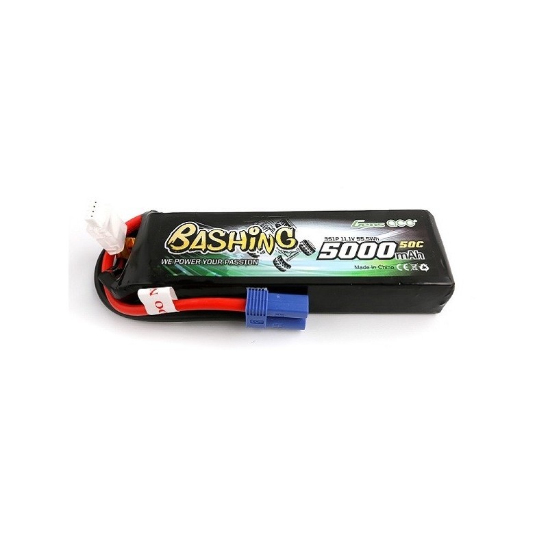 RC Car and Boat Batteries - Gens Ace Bashing-Series Battery, Lipo 3S 11.1V 5000mAh 60C Socket EC5 - FLASH RC