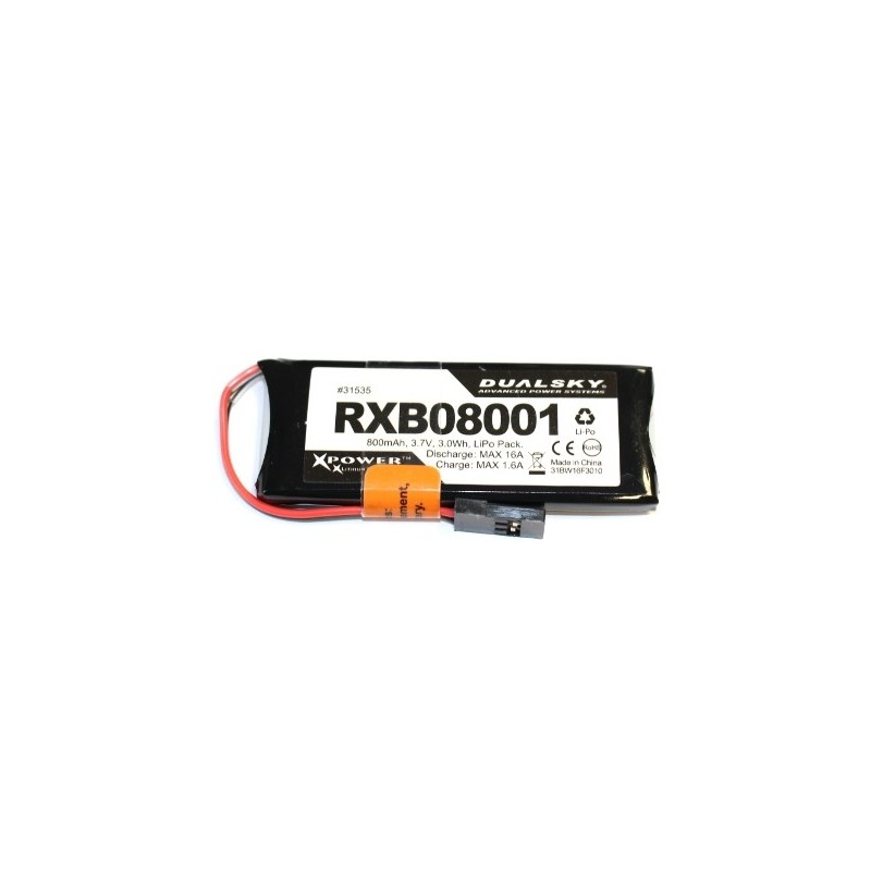 Empfängerakkus - Lipo-Akku 1S 3.7V 800mAh 20C RX Dualsky - FLASH RC