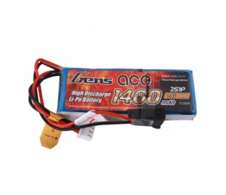Senderbatterien - Batterie Tx Gensace lipo 2S 7.4V 1400mAh Steckdose JR - FLASH RC