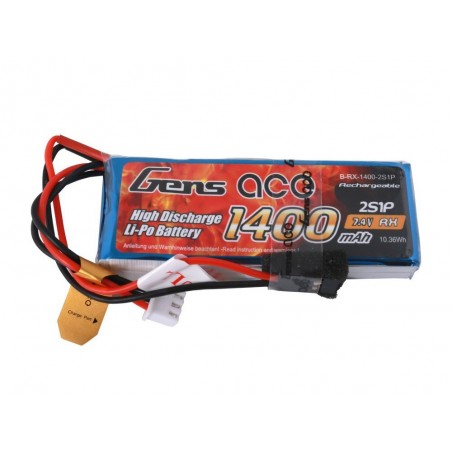 Baterías transmisor - Tx Gensace lipo 2S 7.4V 1400mAh JR socket battery - FLASH RC