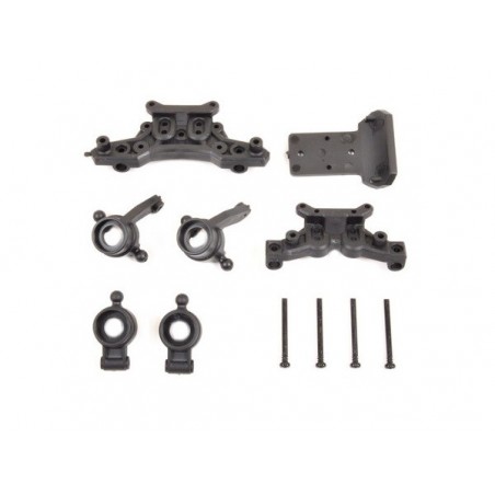 T4933/06 -Fusées de roues Av et Arr + Supports d'amortisseurs - Pirate Tracker/Booster - FLASH RC