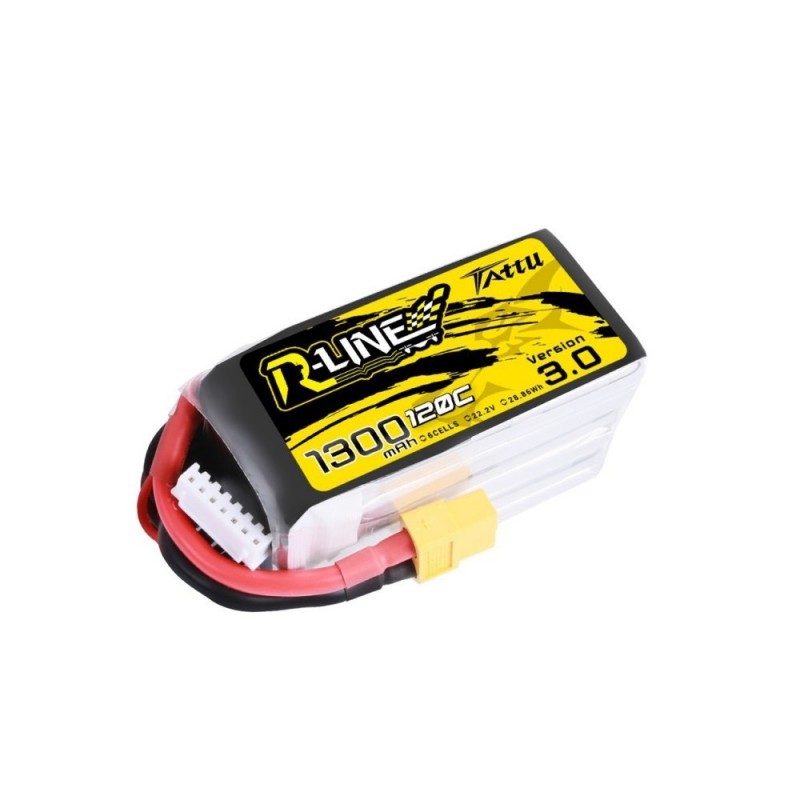 RC aircraft propulsion batteries - Tattu R-line V3.0 lipo 6S 22.2V 1300mAh 120C xt60 socket - FLASH RC