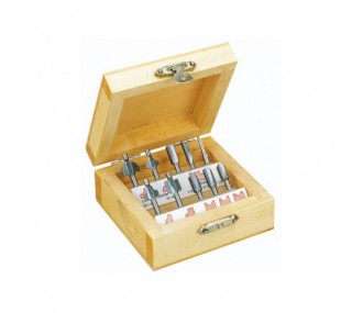 Frese - Proxxon Set di 10 frese per legno profilato per FT300- MT300-OFV-MOF fornite in scatola di legno - FLASH RC