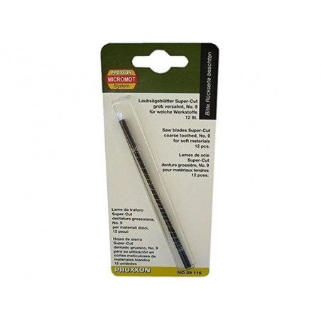 Cuchillas y cortes - Proxxon Super Cut Wood Blade, dentado grueso (No.9: 14 dientes en 25mm), 12 piezas - FLASH RC