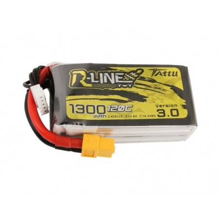 RC aircraft propulsion batteries - Tattu R-line V3.0 lipo 4S 14.8V 1300mAh 120C xt60 socket - FLASH RC