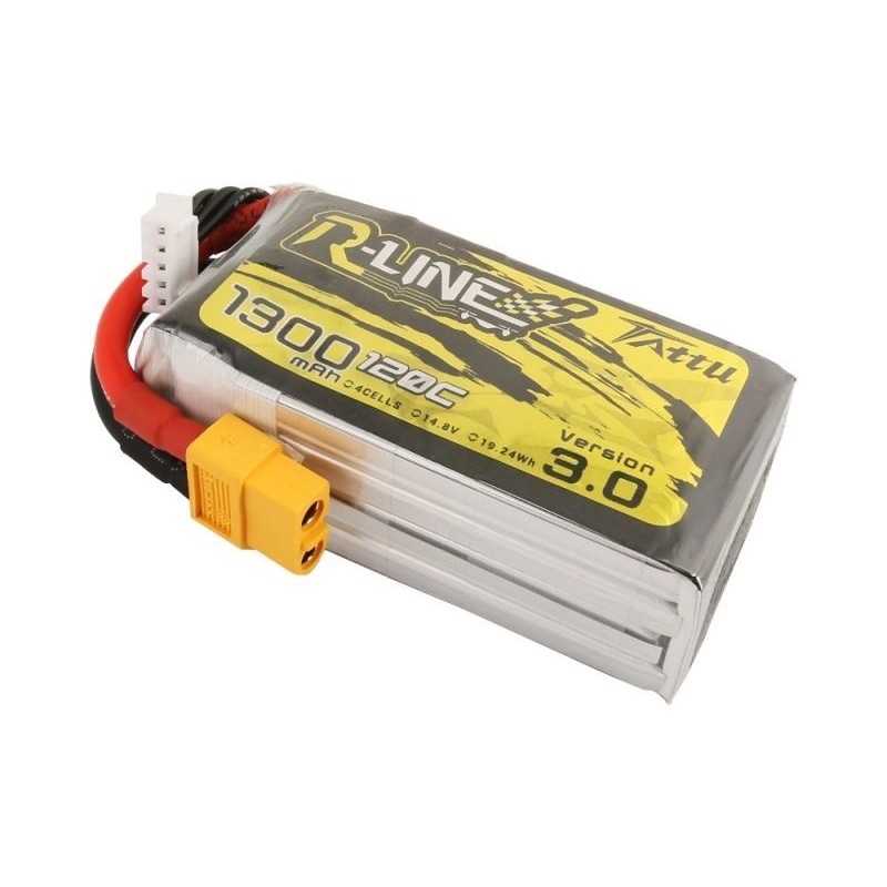Batterie di propulsione per aerei RC - Tattu R-line V3.0 lipo 4S 14.8V 1300mAh 120C xt60 socket - FLASH RC