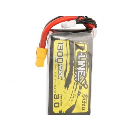 RC aircraft propulsion batteries - Tattu R-line V3.0 lipo 4S 14.8V 1300mAh 120C xt60 socket - FLASH RC