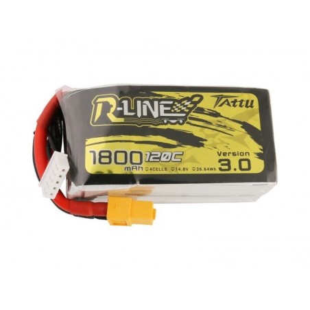 Baterías de propulsión de aviones RC - Tattu R-line V3.0 lipo 4S 14.8V 1800mAh 120C xt60 socket - FLASH RC