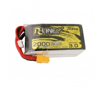 RC aircraft propulsion batteries - Tattu R-line V3.0 lipo 4S 14.8V 2000mAh 120C xt60 socket - FLASH RC
