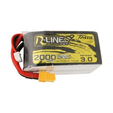 RC aircraft propulsion batteries - Tattu R-line V3.0 lipo 4S 14.8V 2000mAh 120C xt60 socket - FLASH RC