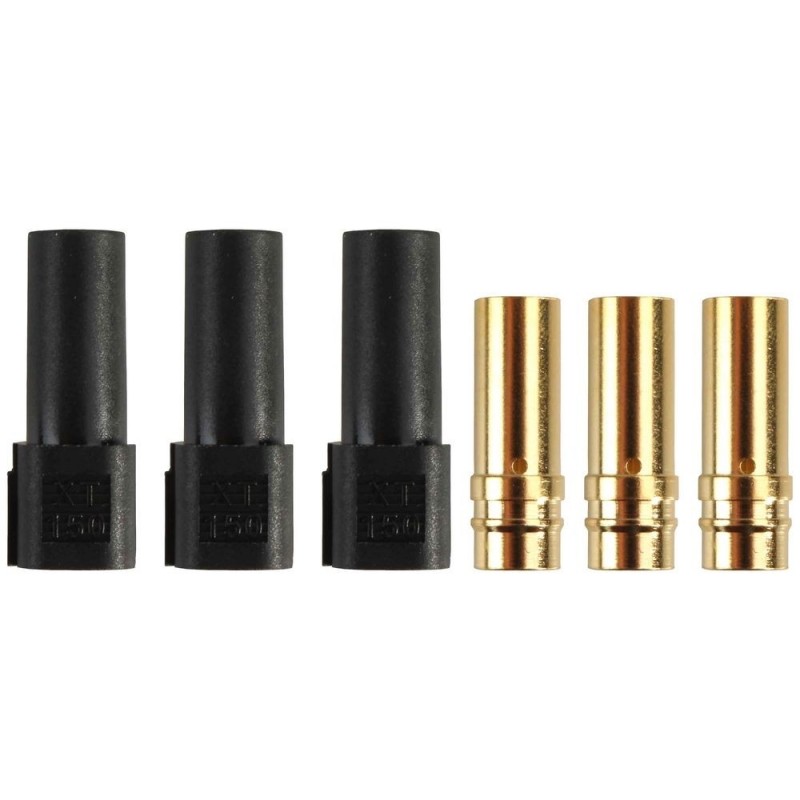 AS150 / XT150 socket - XT150 socket black housing (3 pcs) - FLASH RC