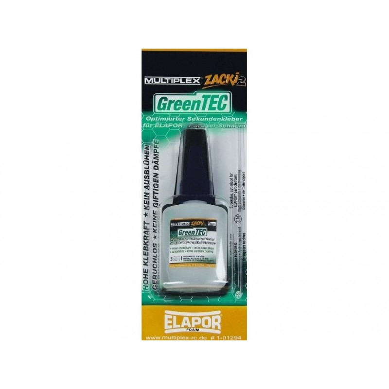 Cyano Elapor/Epp/Madera - Cyano Adhesivo Zacki 2 GreenTEC 20g - ELAPOR Special - FLASH RC