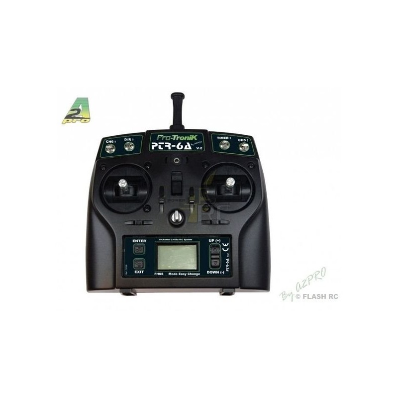 Funkfernsteuerung - Sender PTR-6A 6-Kanal V2 2.4Ghz 6/8/0 PROTRONIK - LiPo-Akku - FLASH RC