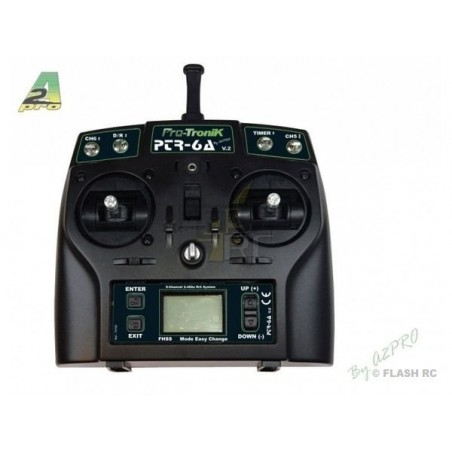 Radiocomandi - Trasmettitore PROTRONIK a 6 canali 2.4Ghz 6/8/0 PTR-6A - Batteria LiPo - FLASH RC