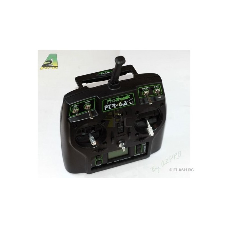 Radiocommandes - Emetteur PTR-6A 6 Voies V2 2.4Ghz 6/8/0 PROTRONIK - accu LiPo - FLASH RC