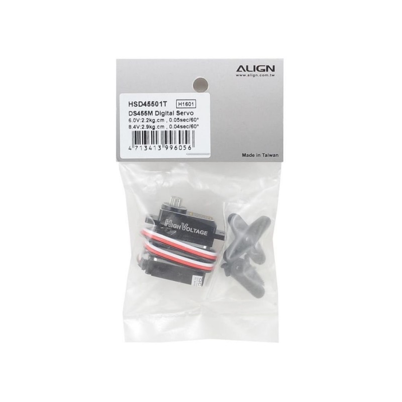Servos - Align DS455M metal servo (HV) (17g, 2.9kg.cm, 0.04s/60°) - FLASH RC
