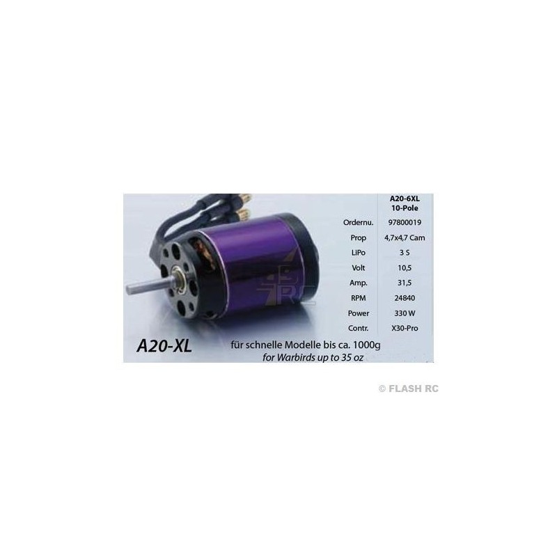 Outrunner - Motore brushless Hacker A20-6 XL 10 poli EVO - FLASH RC