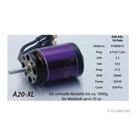 Outrunner - Brushless Motor Hacker A20-6 XL 10-Pole EVO - FLASH RC
