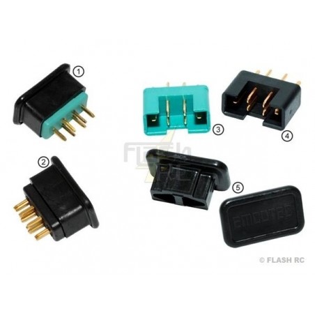 Clips sécurité rallonge/protections prise - Capuchon de protection pour Prise MPX femelle (5 pcs) - FLASH RC