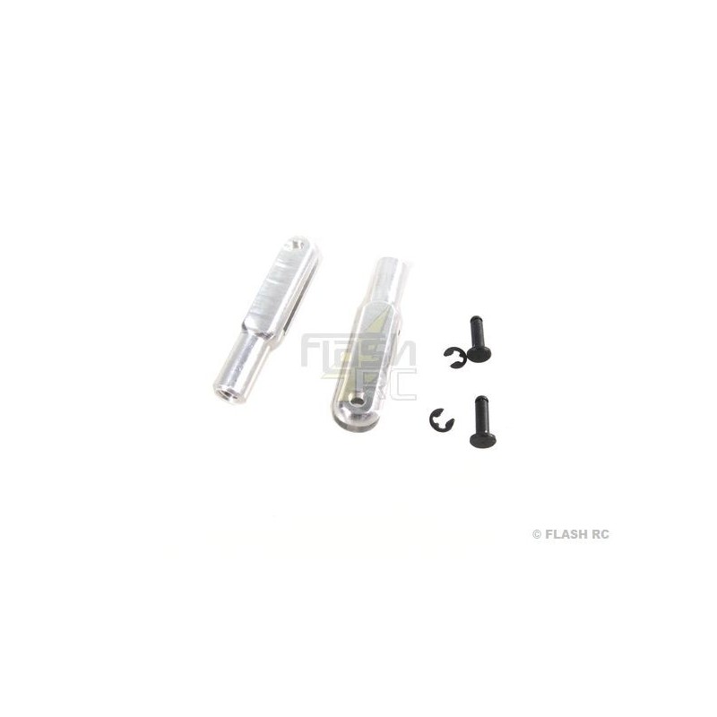Metal straight - 2152 - Aluminium clevis M2.5 L:23mm axis:1.6mm (2 pcs) Mp Jet - FLASH RC