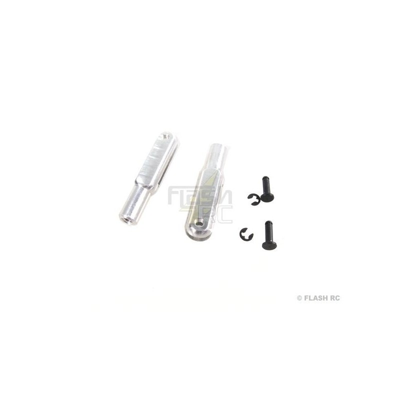 Metal straight - 2162 - Aluminium clevis M3 L:30mm axis:2mm (2 pcs) Mp Jet - FLASH RC