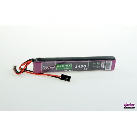 Batteries de réception - Batterie Hacker TopFuel Eco-RX SLIM RX MTAG, lipo 2S 7.4V 1450mAh 20C prise servo JR/UNI - FLASH RC