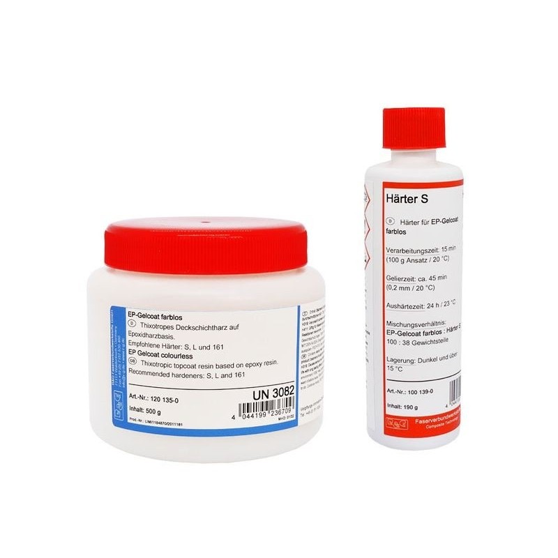 Gelcoat - Gelcaot epoxy EP clear + hardener S 15mn (690gr) - R&G - FLASH RC