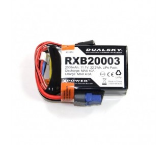 Empfängerbatterien - Lipo 3S 11.1V 2000mAh 20C RX Dualsky Steckdose JR und XT60 - FLASH RC