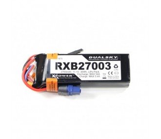 Baterías Receptor - Batería Lipo 3S 11.1V 2700mAh 20C RX Dualsky zócalo JR y XT60 - FLASH RC